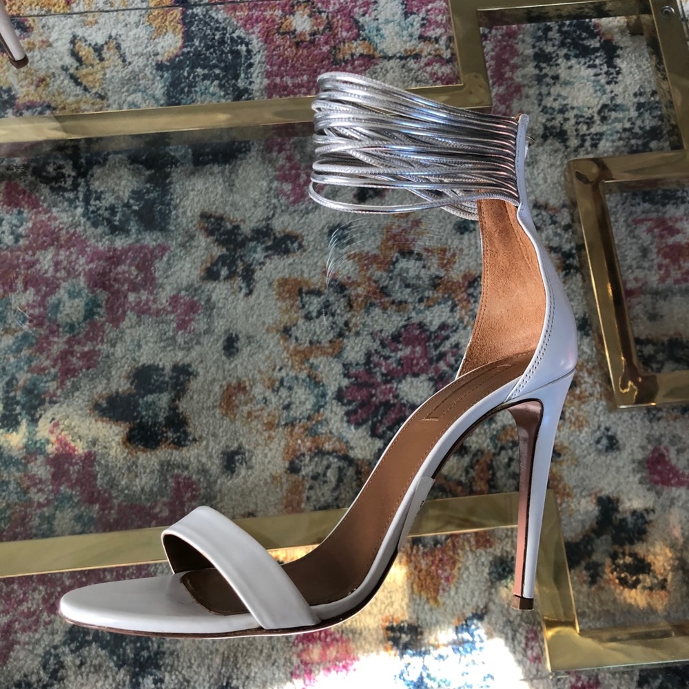 Aquazzura white and silver heel